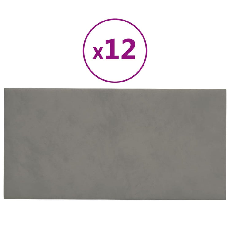 Vidaxl -Wandplatten 12 ST 2,16 m² 60 x 30 cm Samt hellgrau