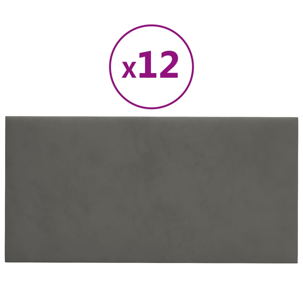Vidaxl -Wandplatten 12 ST 2,16 m² 60 x 30 cm Samt dunkelgrau