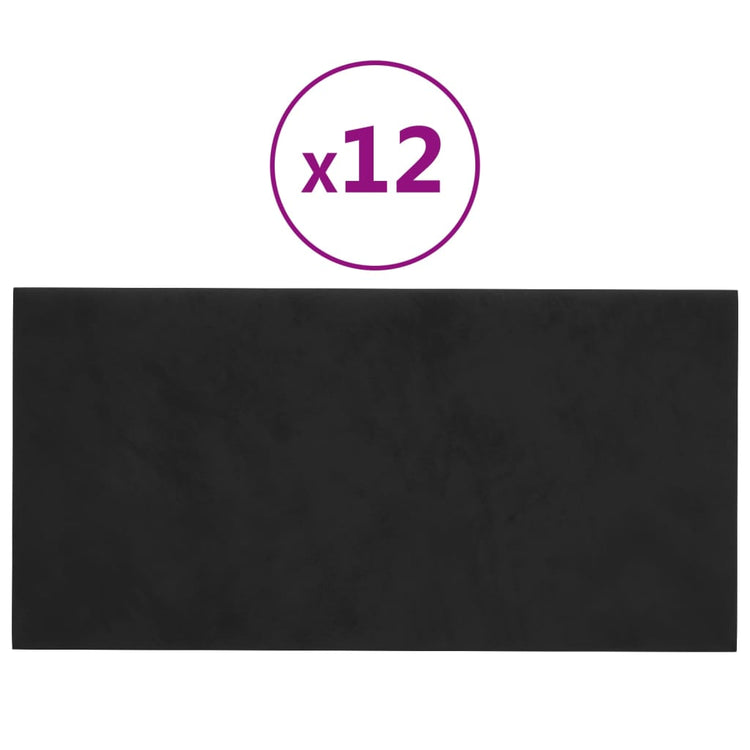 Vidaxl -Wandplatten 12 ST 2,16 m² 60 x 30 cm Samt Schwarz