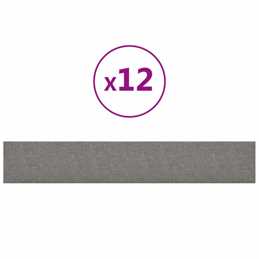 Vidaxl -Wandplatten 12 ST 1,62 m² 90 x 15 cm Stoff hellgrau