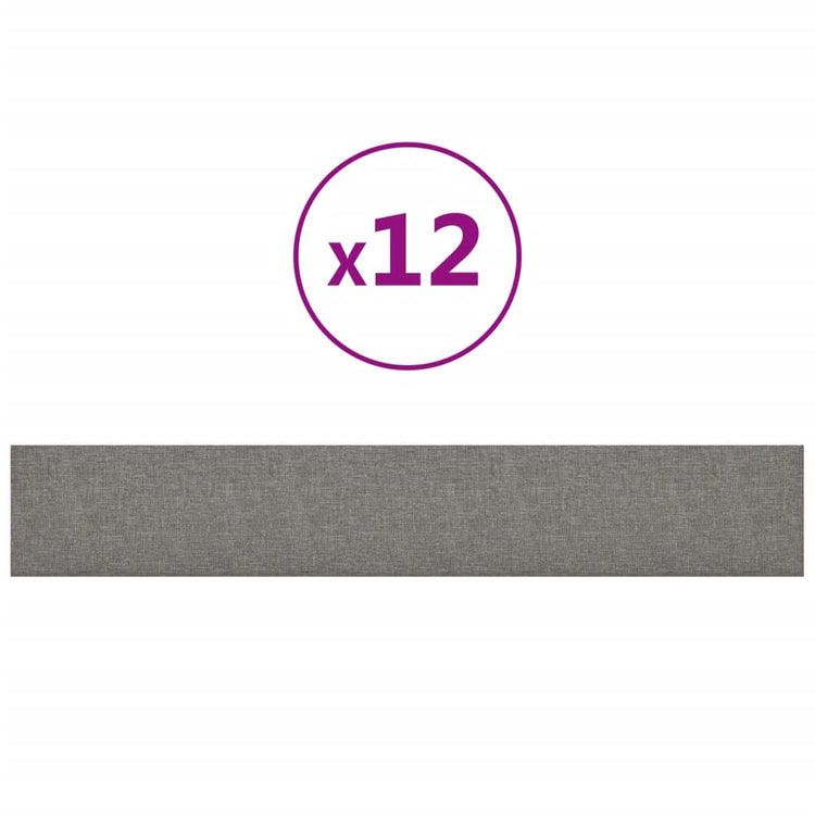 Vidaxl -Wandplatten 12 ST 1,62 m² 90 x 15 cm Stoff hellgrau