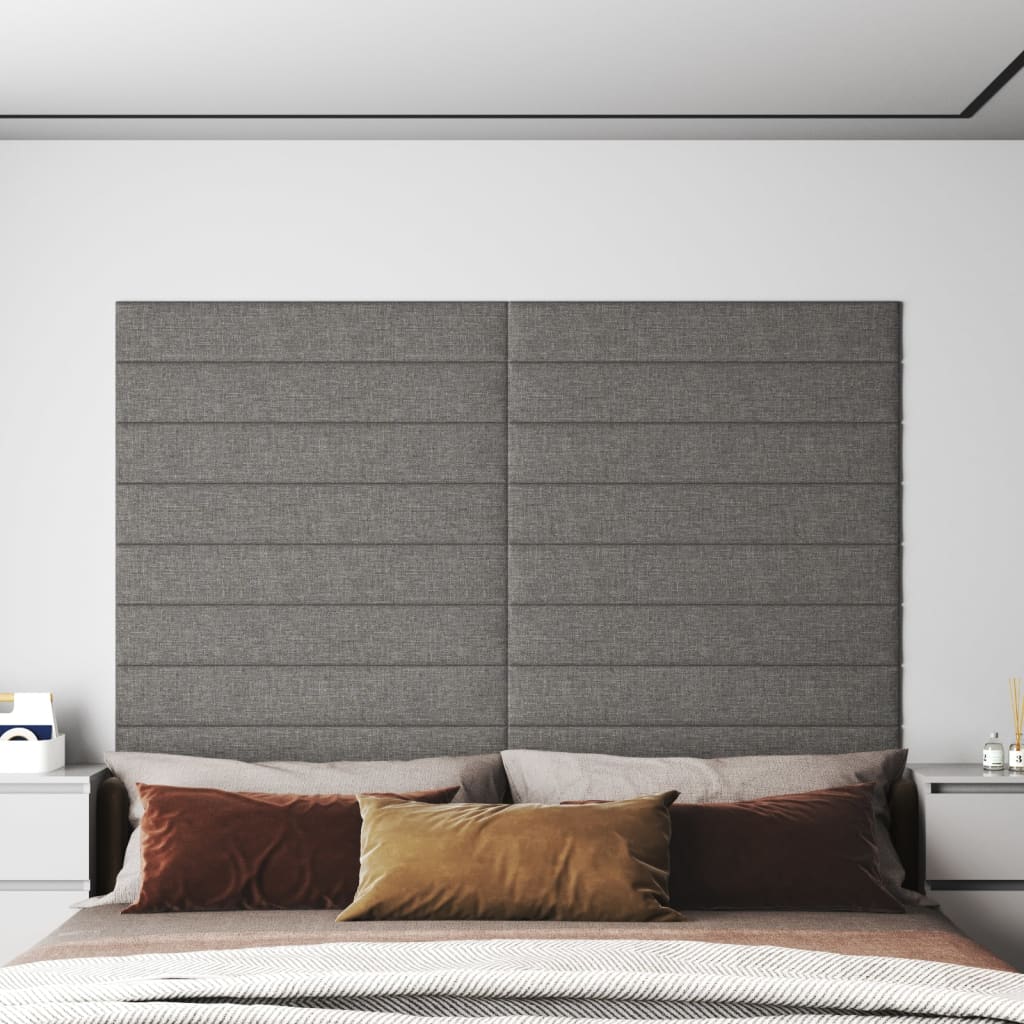 Vidaxl -Wandplatten 12 ST 1,62 m² 90 x 15 cm Stoff hellgrau