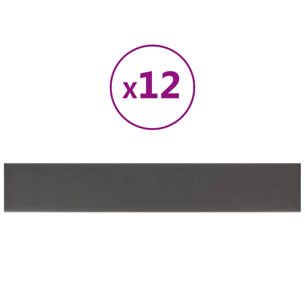 Vidaxl Wandpaneele 12 ST 1,62 m² 90 x 15 cm künstliches Ledergrau grau