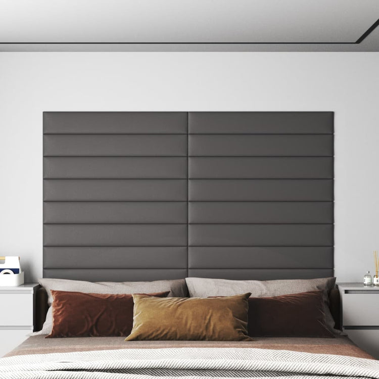 Vidaxl Wandpaneele 12 ST 1,62 m² 90 x 15 cm künstliches Ledergrau grau