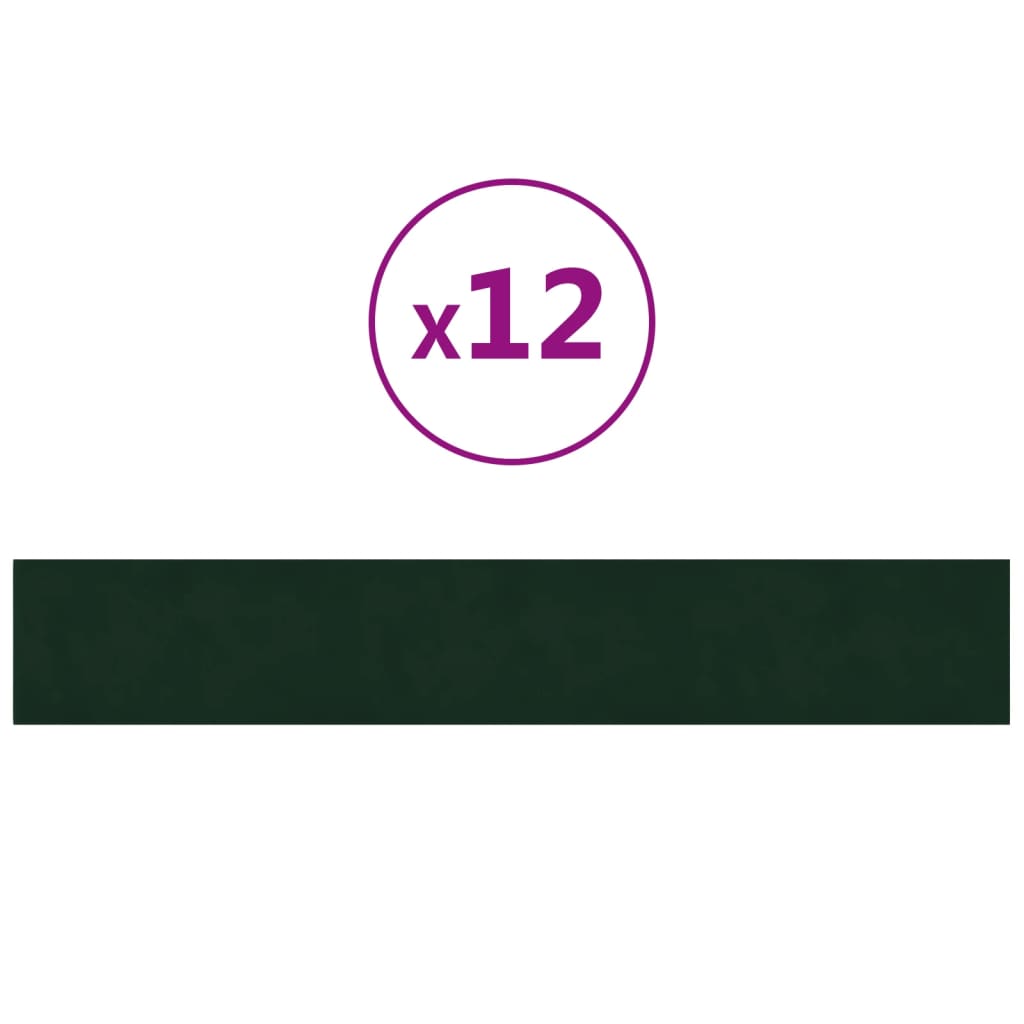 Vidaxl -Wandplatten 12 ST 1,62 m² 90 x 15 cm Samt dunkelgrün