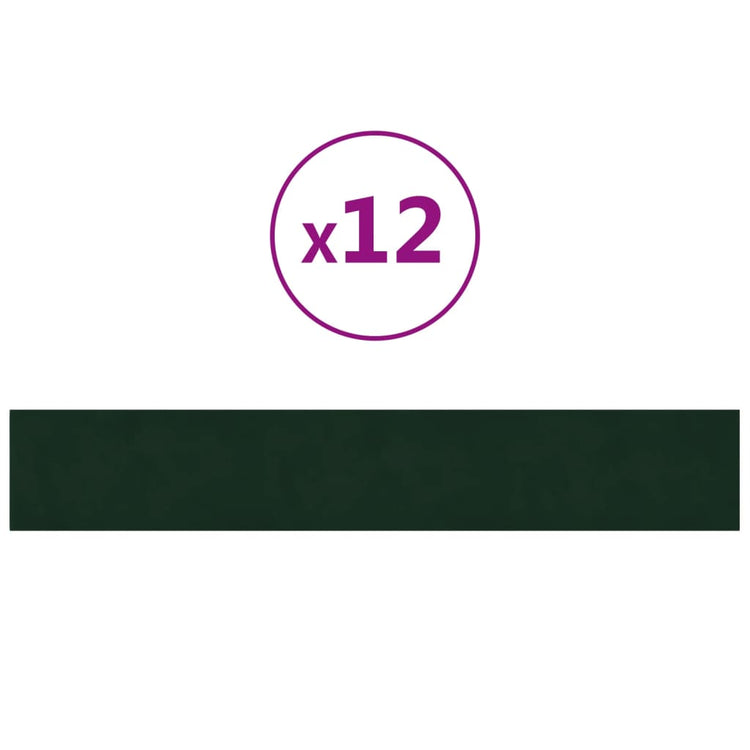Vidaxl -Wandplatten 12 ST 1,62 m² 90 x 15 cm Samt dunkelgrün