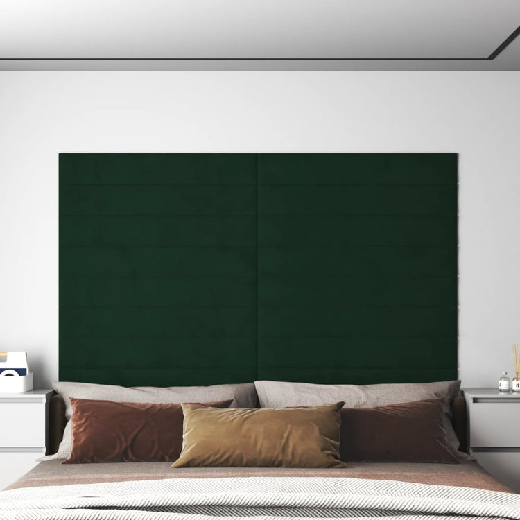 Vidaxl -Wandplatten 12 ST 1,62 m² 90 x 15 cm Samt dunkelgrün