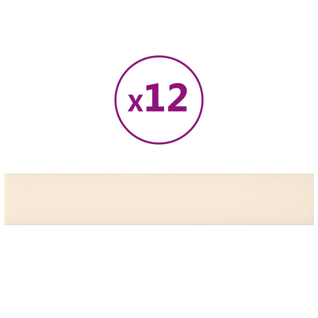 VIDAXL -Wandpaneele 12 ST 1,62 m² 90 x 15 cm Samtcreme -Colored