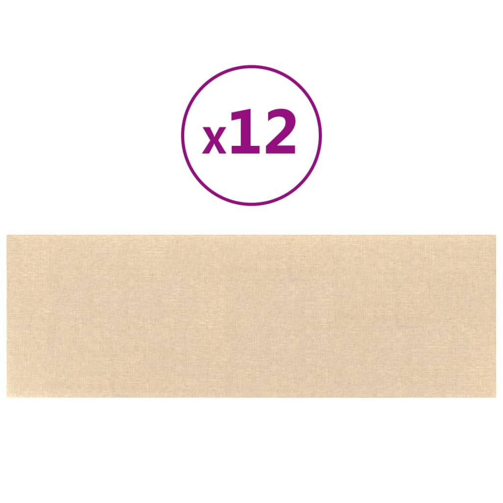 Vidaxl -Wandplatten 12 ST 3,24 m² 90 x 30 cm Stoff Crème -Colored