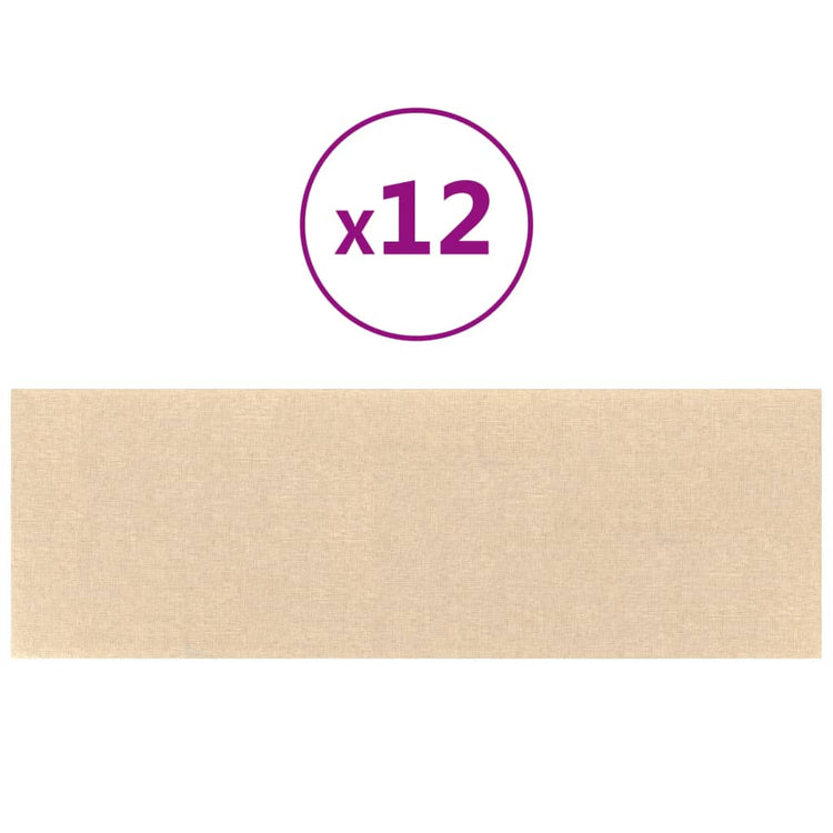 Vidaxl -Wandplatten 12 ST 3,24 m² 90 x 30 cm Stoff Crème -Colored