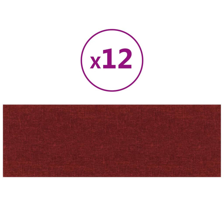 Vidaxl Wandpaneele 12 ST 3,24 m² 90 x 30 cm Stoffwein rot