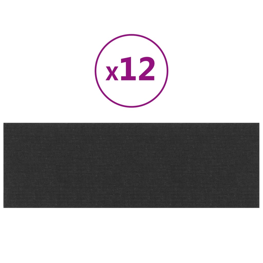 Vidaxl -Wandplatten 12 ST 3,24 m² 90 x 30 cm Stoff schwarz