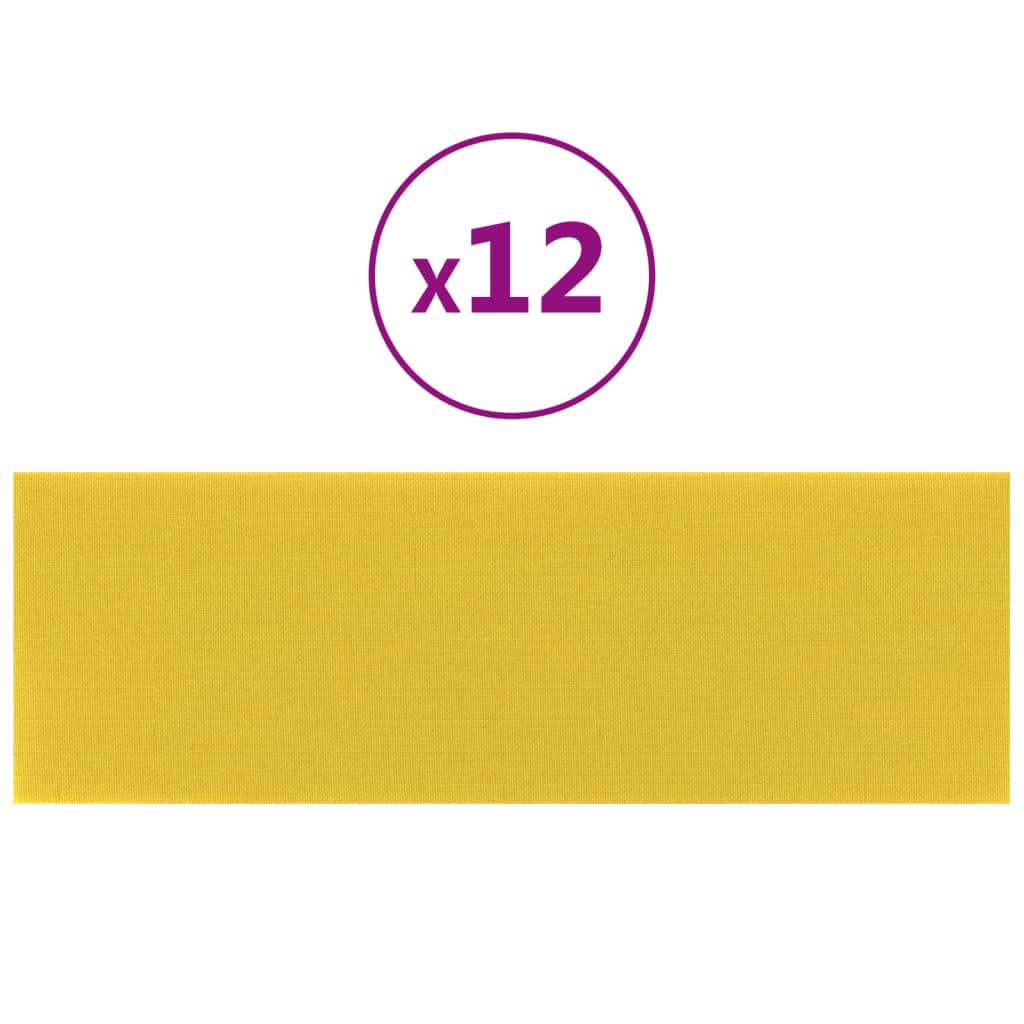 Vidaxl -Wandplatten 12 ST 3,24 m² 90 x 30 cm Stoff hellgelb