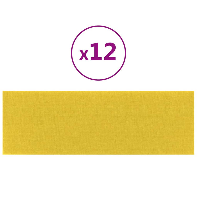 Vidaxl -Wandplatten 12 ST 3,24 m² 90 x 30 cm Stoff hellgelb