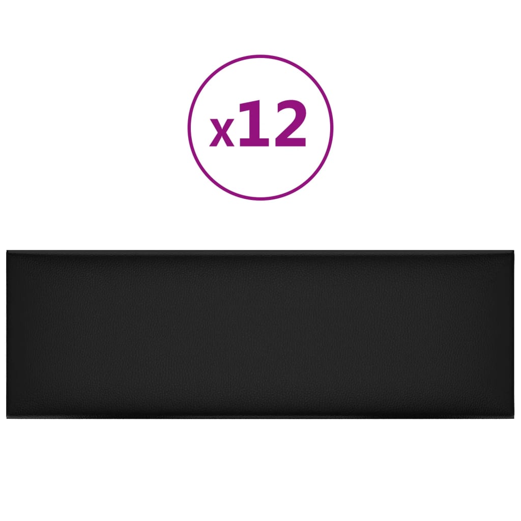Vidaxl Wandpaneele 12 ST 3,24 m² 90 x 30 cm künstliches Leder schwarz
