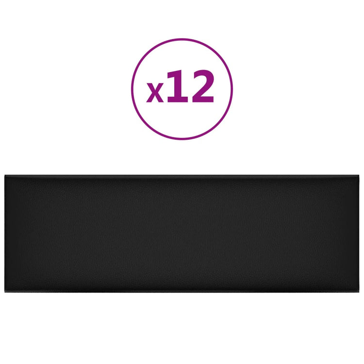 Vidaxl Wandpaneele 12 ST 3,24 m² 90 x 30 cm künstliches Leder schwarz
