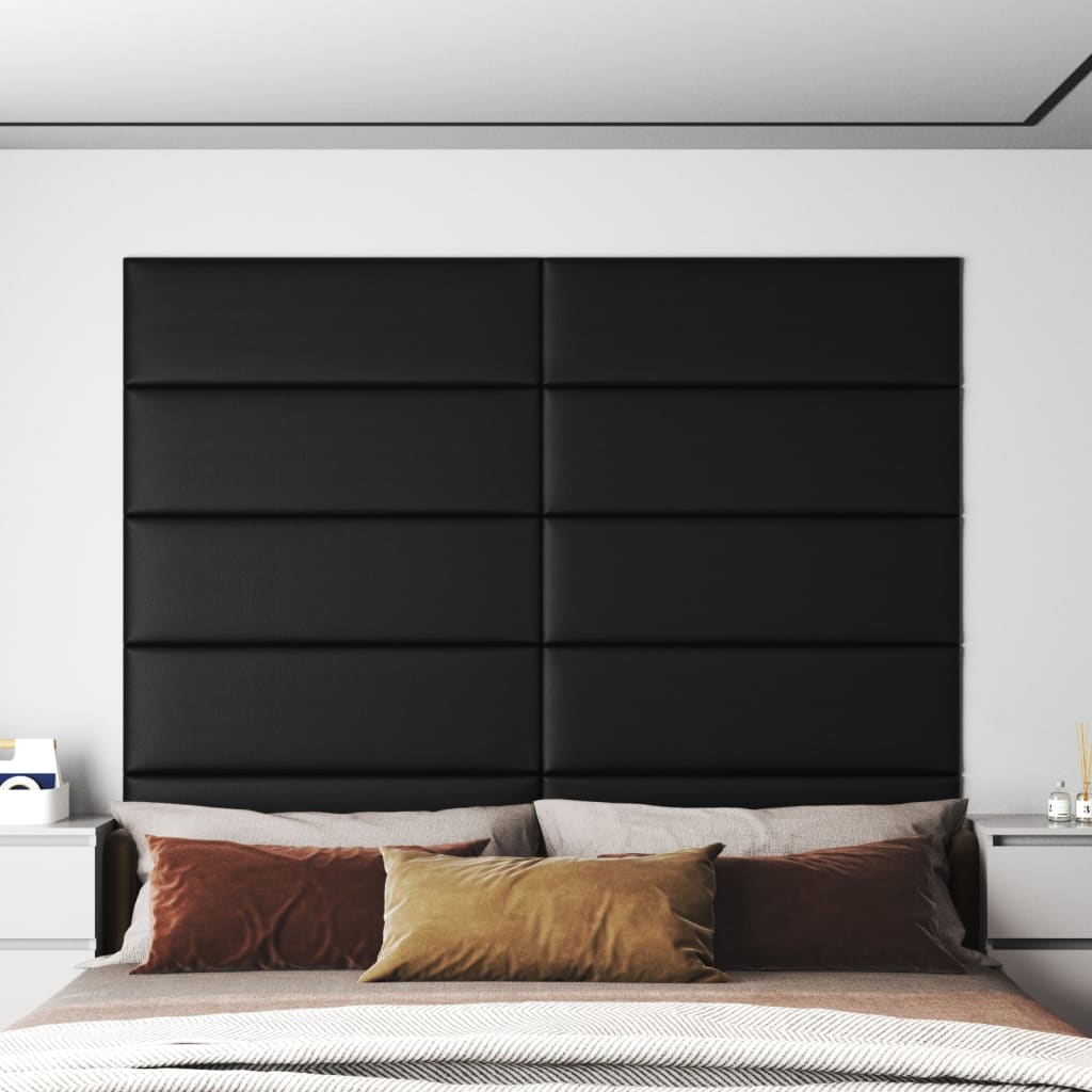 Vidaxl Wandpaneele 12 ST 3,24 m² 90 x 30 cm künstliches Leder schwarz