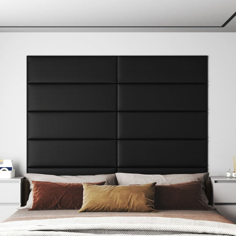 Vidaxl Wandpaneele 12 ST 3,24 m² 90 x 30 cm künstliches Leder schwarz