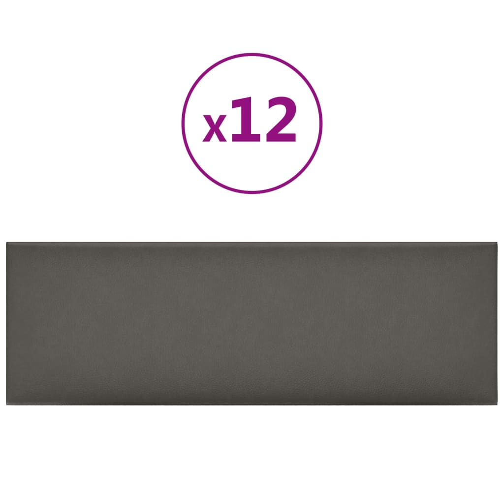 Vidaxl Wandpaneele 12 ST 3,24 m² 90 x 30 cm künstliches Ledergrau grau