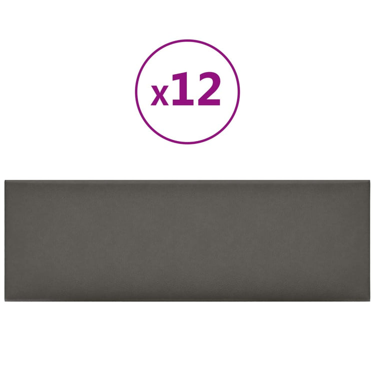 Vidaxl Wandpaneele 12 ST 3,24 m² 90 x 30 cm künstliches Ledergrau grau