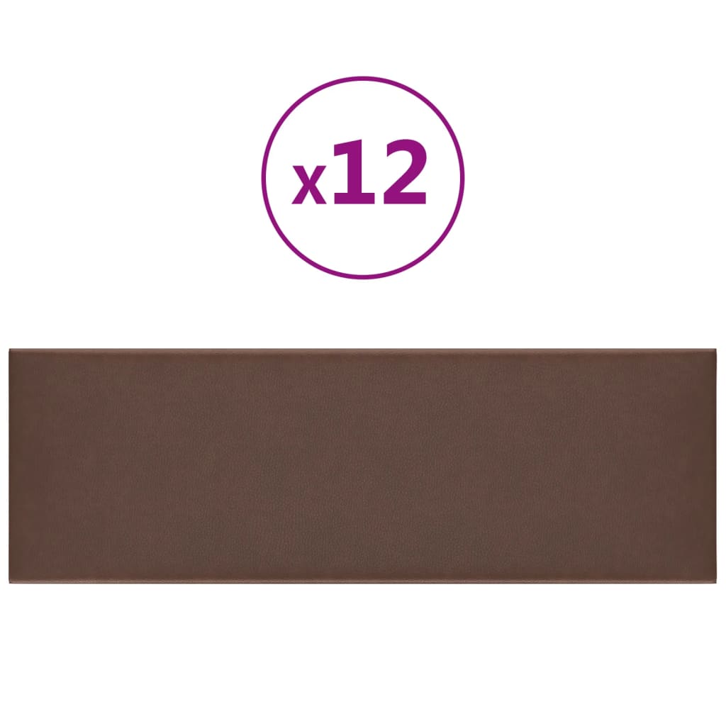 Vidaxl Wandpaneele 12 ST 3,24 m² 90 x 30 cm künstliches Lederbraun
