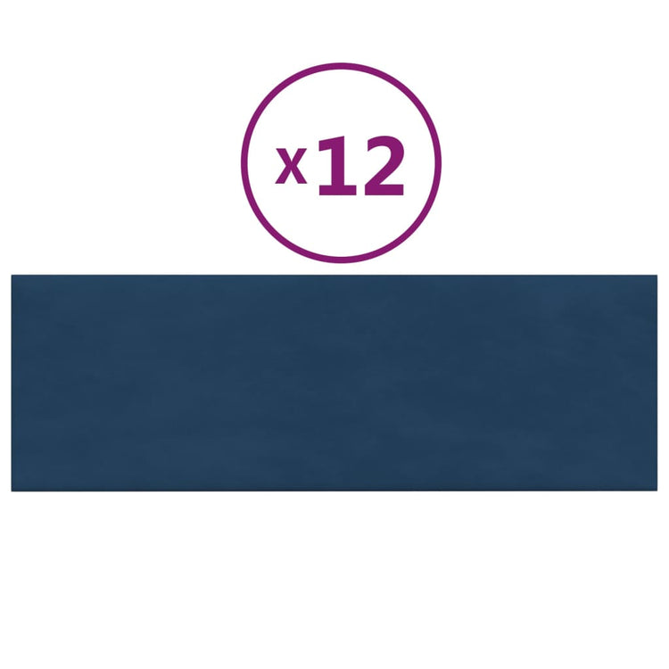 Vidaxl -Wandplatten 12 ST 3,24 m² 90 x 30 cm Samtblau