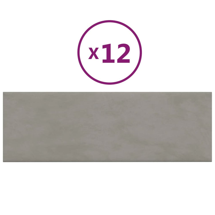 Vidaxl -Wandplatten 12 ST 3,24 m² 90 x 30 cm Samt hellgrau