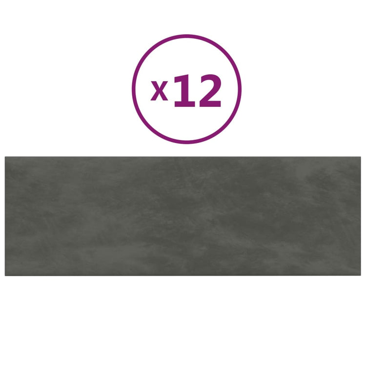 Vidaxl -Wandpaneele 12 ST 3,24 m² 90 x 30 cm Samt dunkelgrau