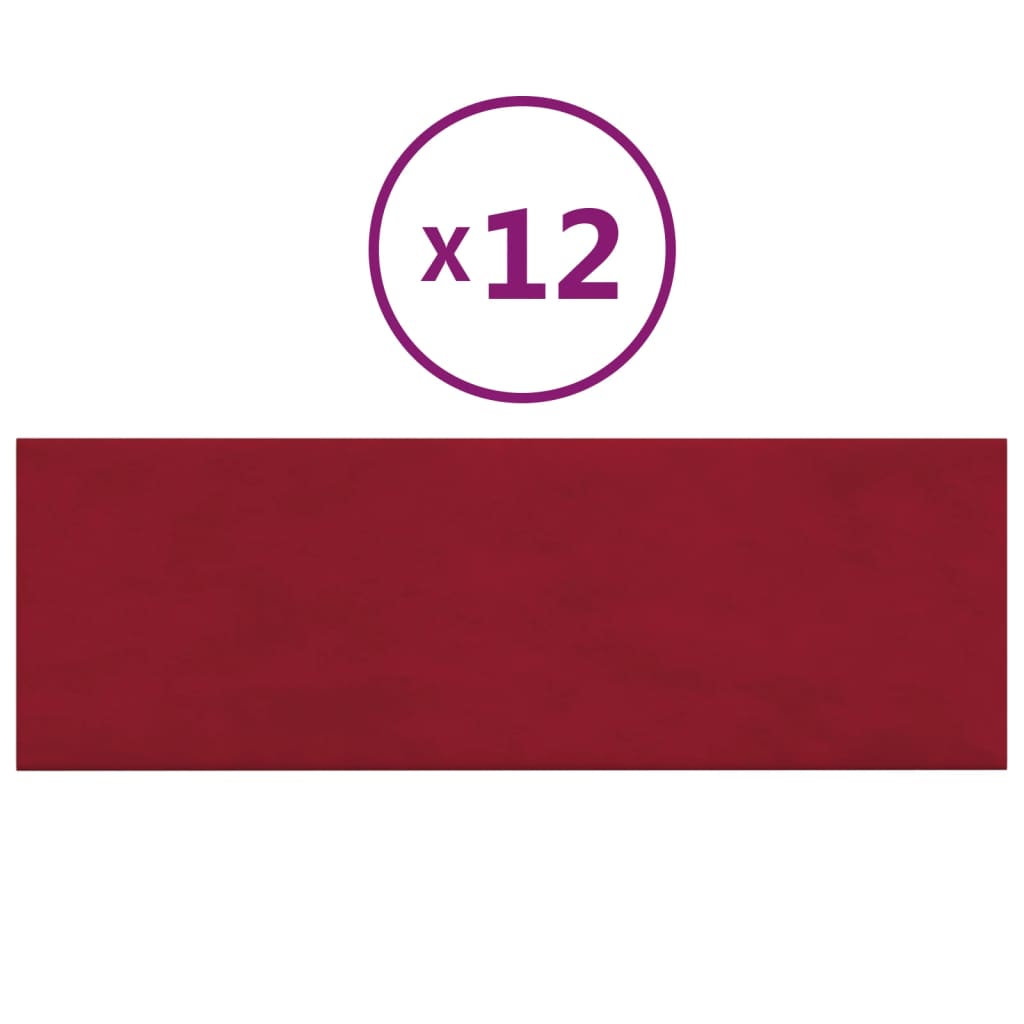 Vidaxl -Wandpaneele 12 ST 3,24 m² 90 x 30 cm Samtweinrot rot