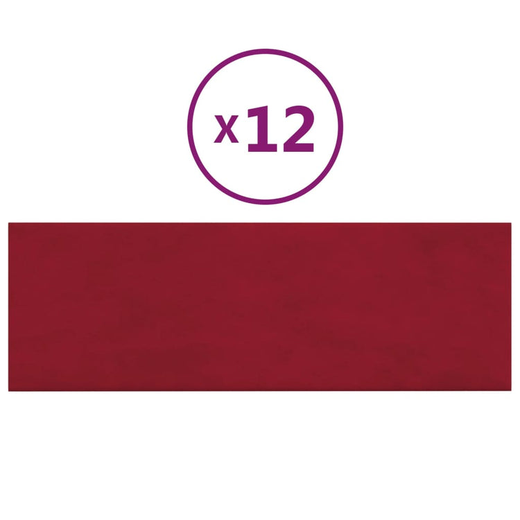 Vidaxl -Wandpaneele 12 ST 3,24 m² 90 x 30 cm Samtweinrot rot