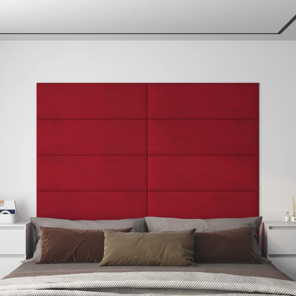 Vidaxl -Wandpaneele 12 ST 3,24 m² 90 x 30 cm Samtweinrot rot