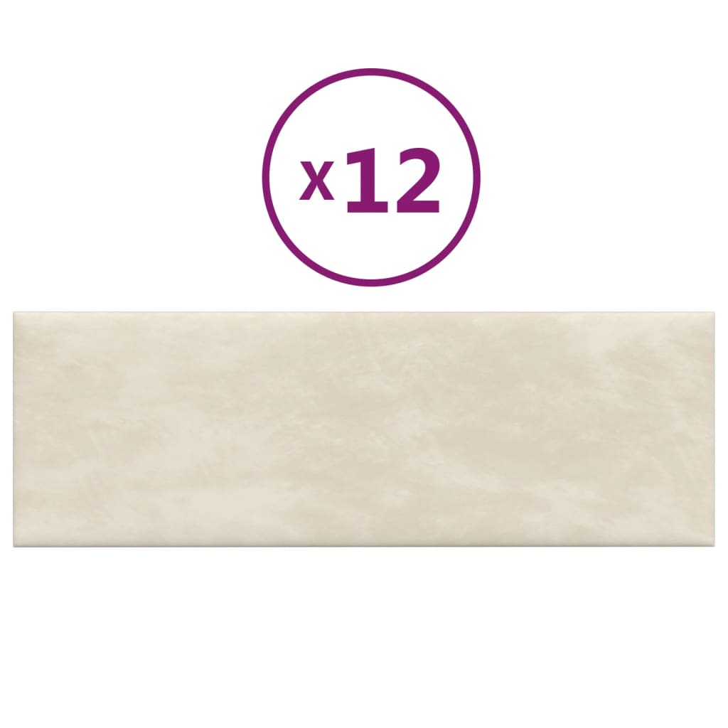 Vidaxl -Wandpaneele 12 ST 3,24 m² 90 x 30 cm Samtcreme -Colored