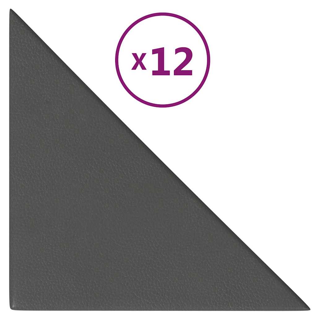 Vidaxl Wandpaneele 12 Stcs 0,54 m² 30 x 30 cm künstliches Ledergrau grau