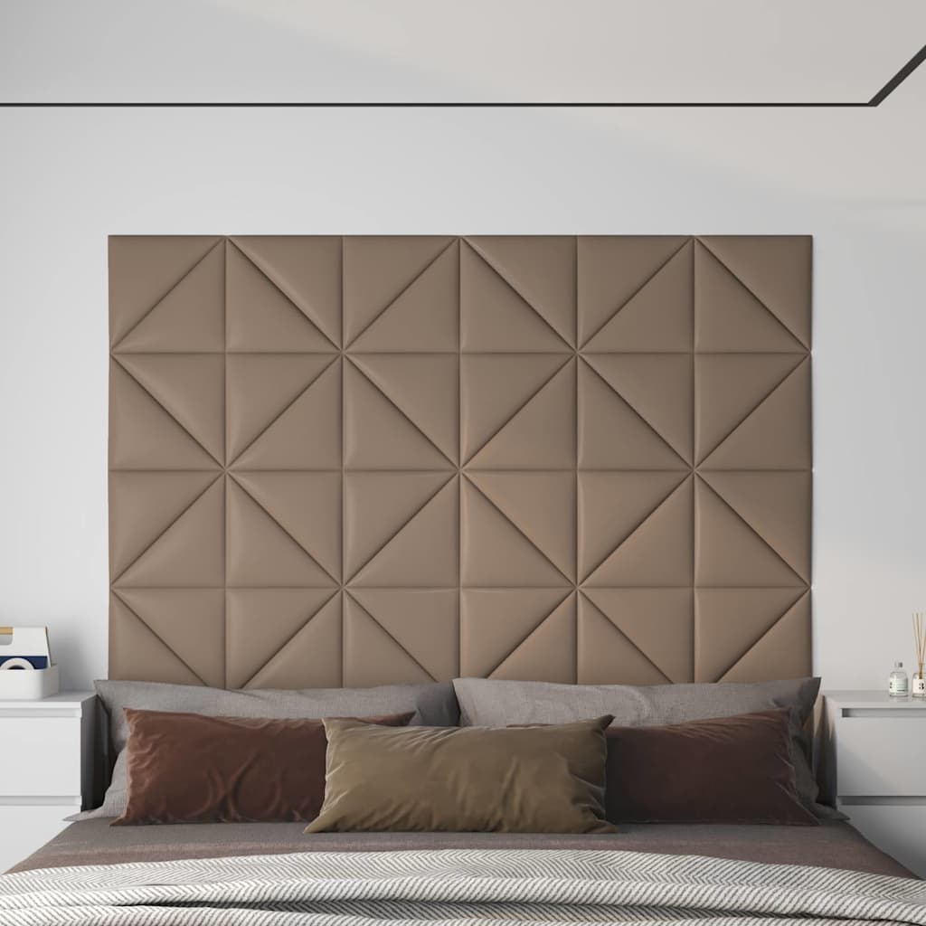 Vidaxl -Wandpaneele 12 Stcs 0,54 m² 30 x 30 cm Kunstleder Cappuccinocolid
