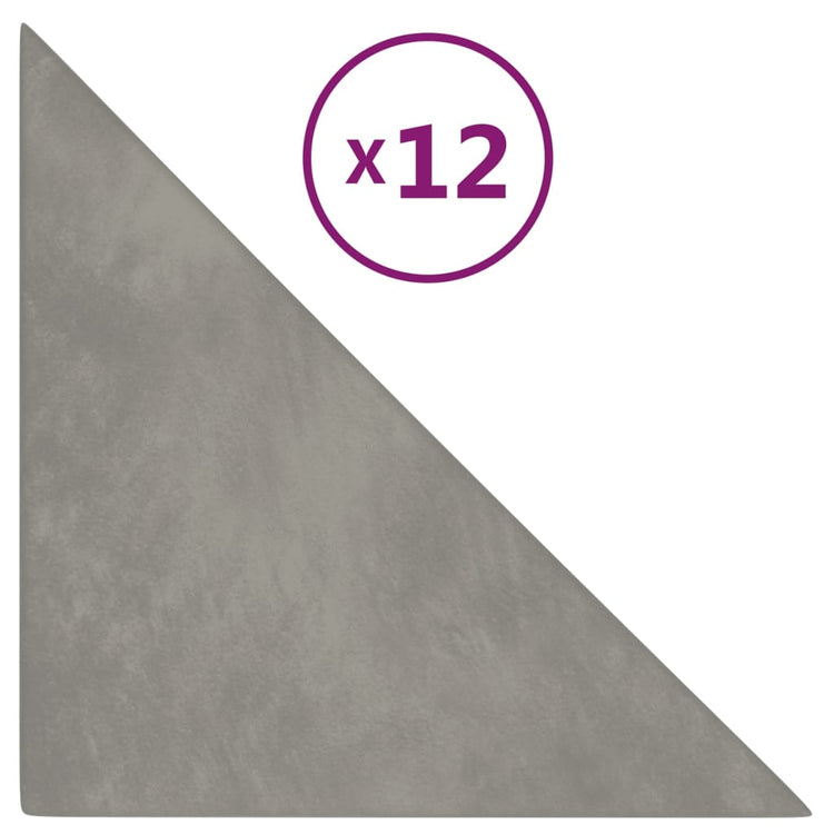 Vidaxl -Wandpaneele 12 Stcs 0,54 m² 30 x 30 cm Samt hellgrau