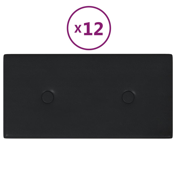 Vidaxl Wandpaneele 12 Stcs 0,54 m² 30 x 15 cm künstliches Leder schwarz