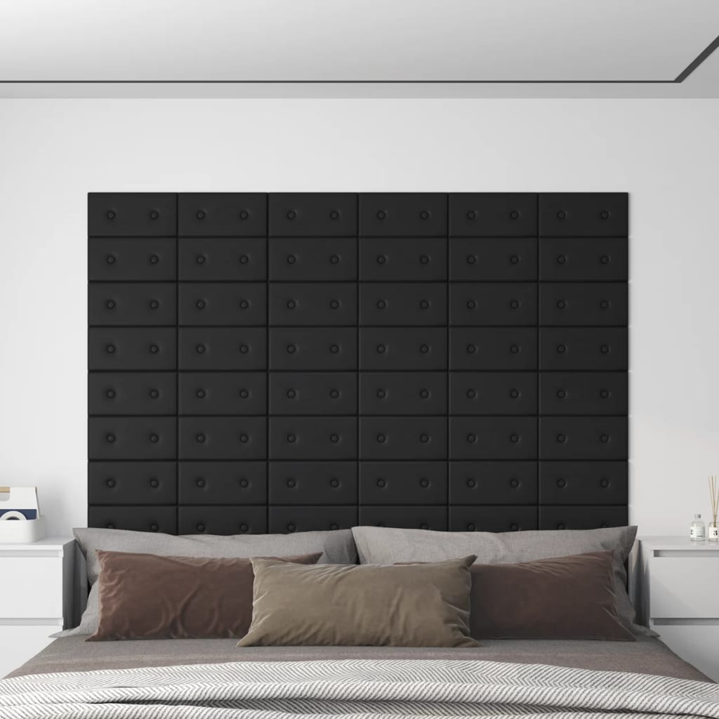 Vidaxl Wandpaneele 12 Stcs 0,54 m² 30 x 15 cm künstliches Leder schwarz