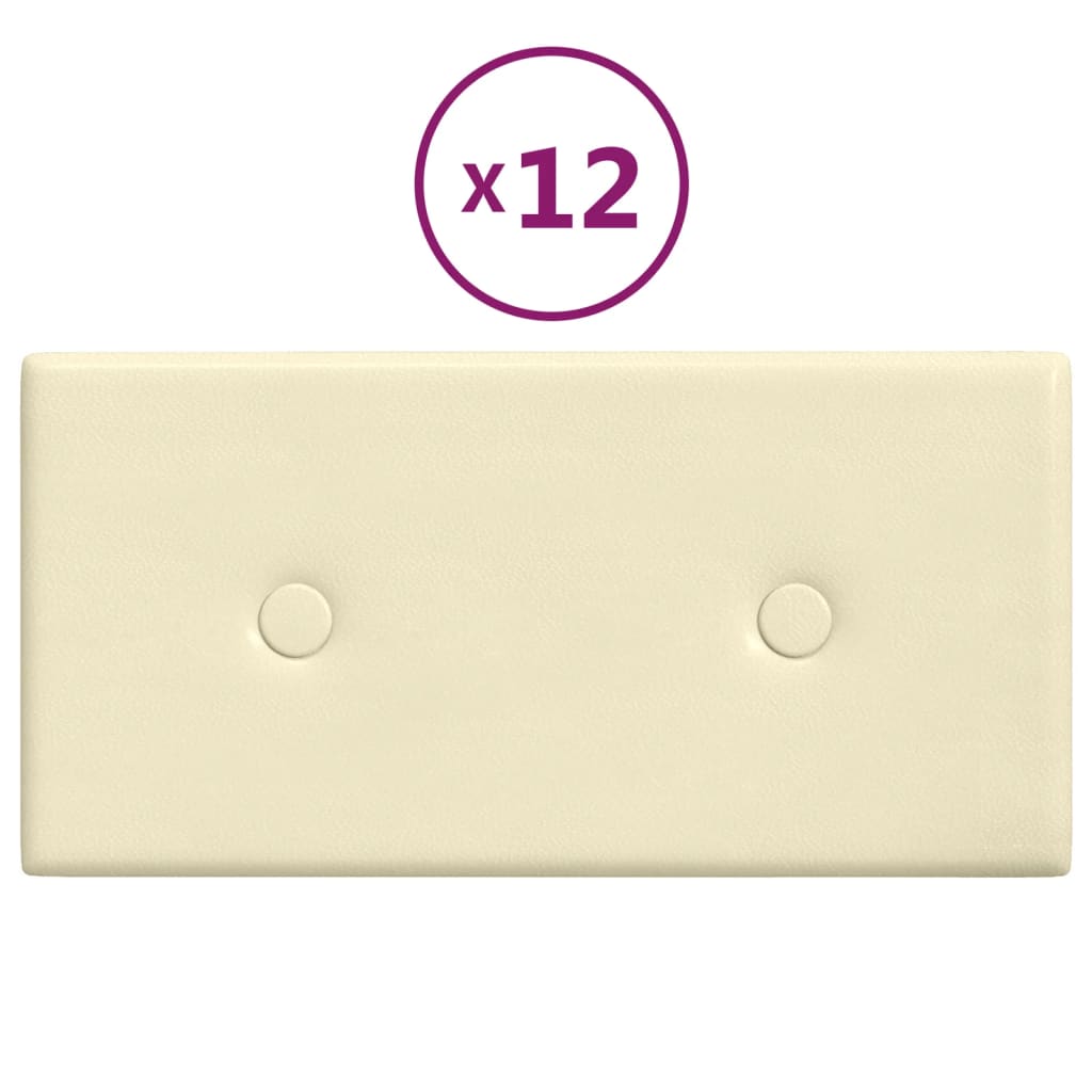 VIDAXL -Wandpaneele 12 Stcs 0,54 m² 30 x 15 cm künstliche Ledercreme -Colored