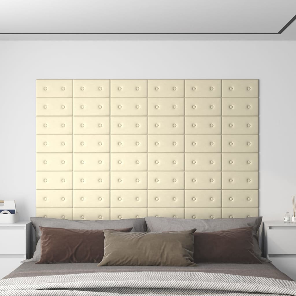VIDAXL -Wandpaneele 12 Stcs 0,54 m² 30 x 15 cm künstliche Ledercreme -Colored