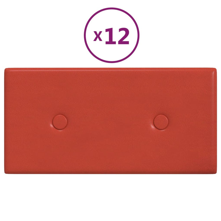 Vidaxl -Wandpaneele 12 Stcs 0,54 m² 30 x 15 cm künstliches Lederrot rot