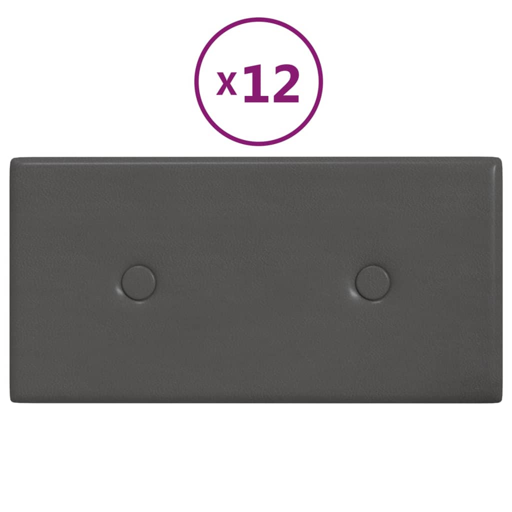 Vidaxl -Wandpaneele 12 Stcs 0,54 m² 30 x 15 cm künstliches Ledergrau grau