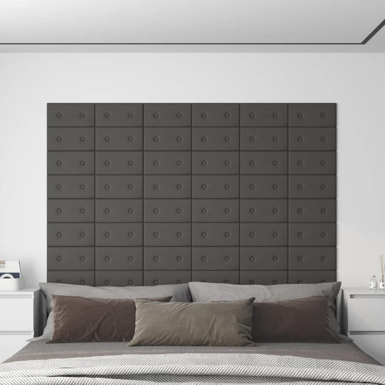 Vidaxl -Wandpaneele 12 Stcs 0,54 m² 30 x 15 cm künstliches Ledergrau grau