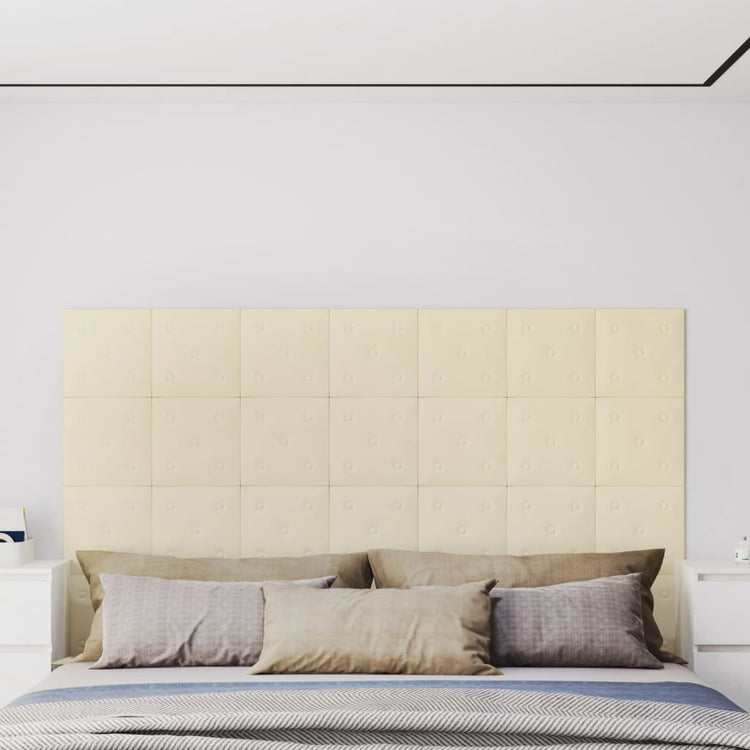 Vidaxl -Wandpaneele 12 ST 1,08 m² 30 x 30 cm Künstliche Ledercreme -Colored
