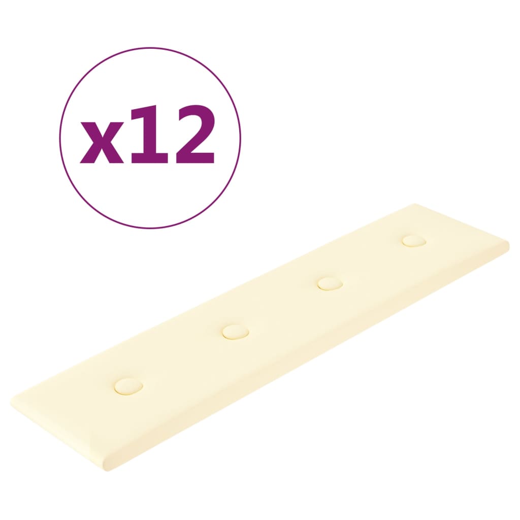 Vidaxl -Wandpaneele 12 ST 1,08 m² 60x15 cm Künstliche Ledercreme -Colored
