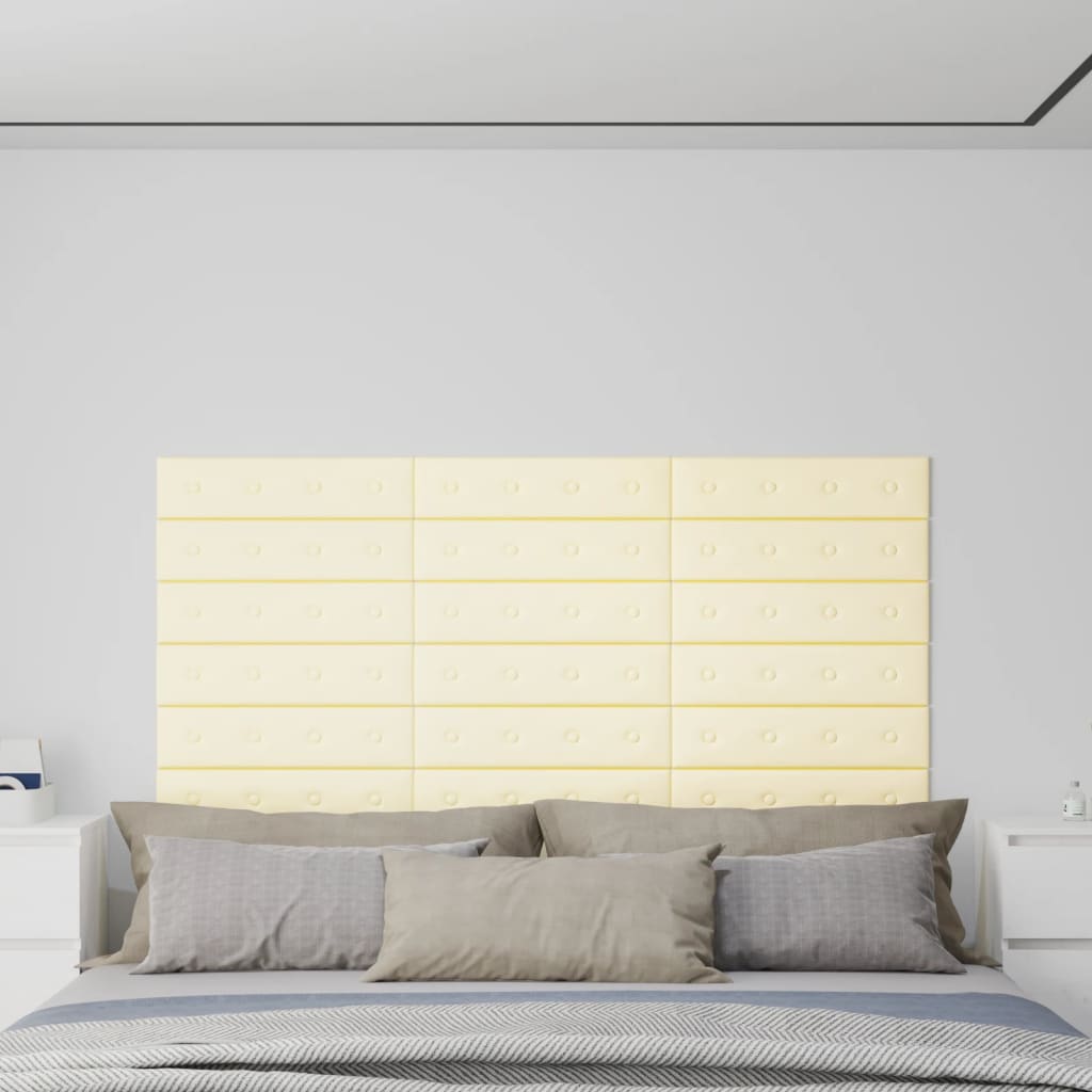 Vidaxl -Wandpaneele 12 ST 1,08 m² 60x15 cm Künstliche Ledercreme -Colored
