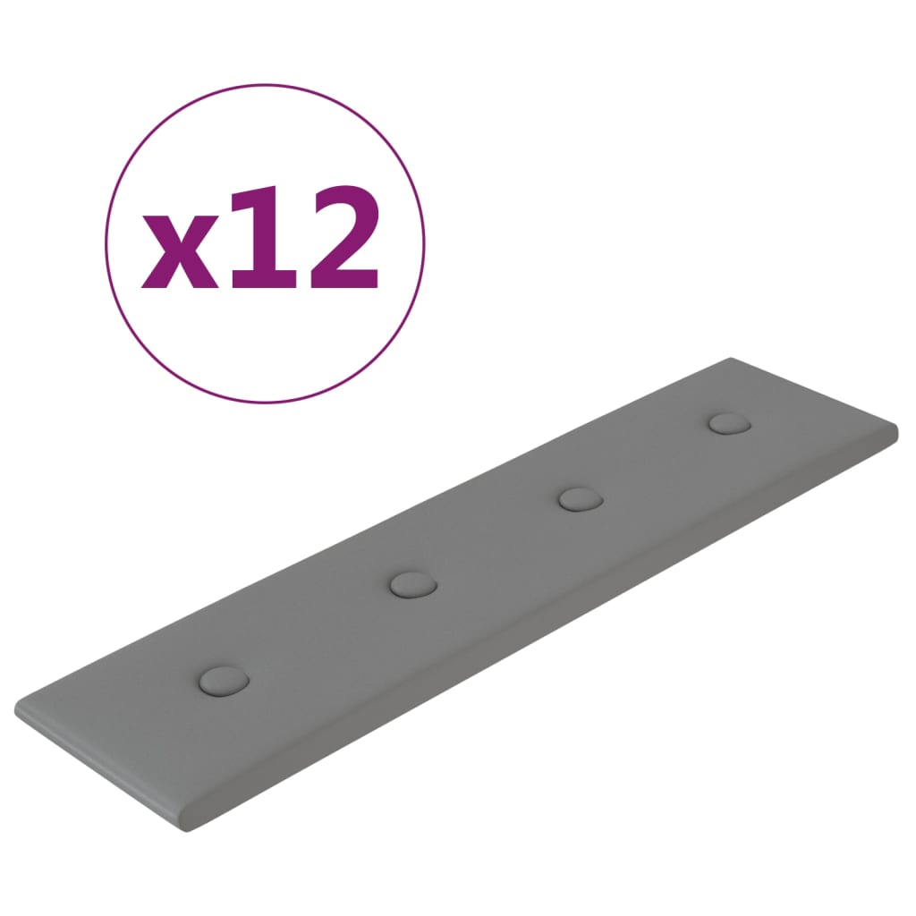 Vidaxl Wandpaneele 12 ST 1,08 m² 60x15 cm künstliches Ledergrau grau