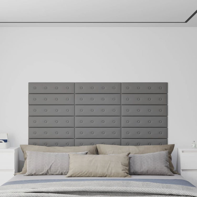 Vidaxl Wandpaneele 12 ST 1,08 m² 60x15 cm künstliches Ledergrau grau
