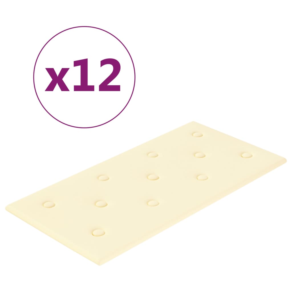 Vidaxl -Wandpaneele 12 ST 2,16 m² 60 x 30 cm Künstliche Ledercreme -Colored