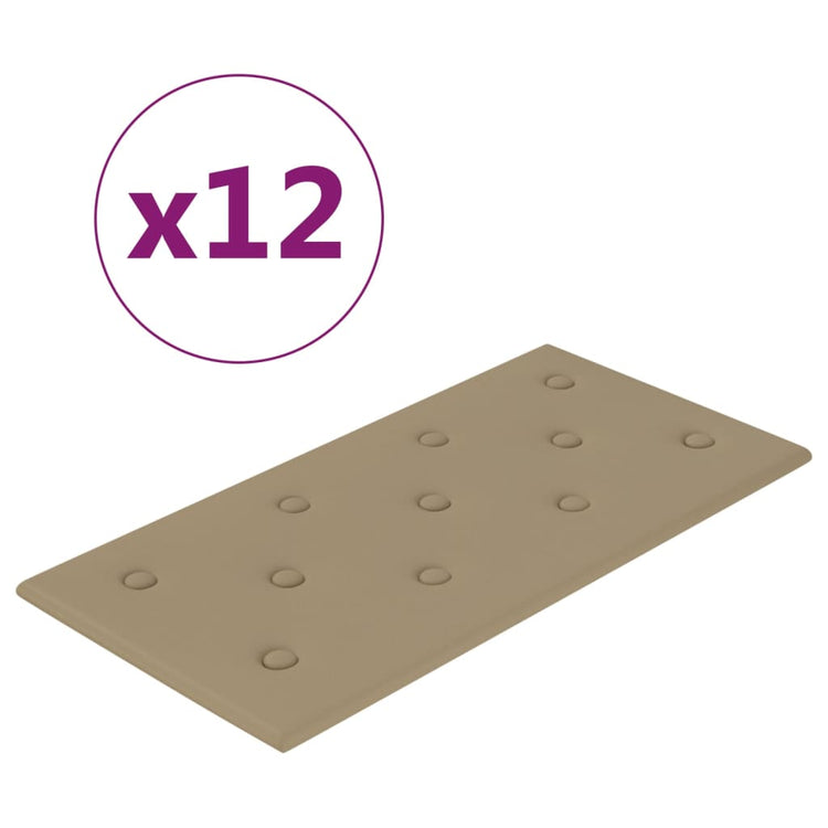 Vidaxl -Wandplatten 12 Stcs 2,16 m² 60 x 30 cm Kunstleder Cappuccinocleur