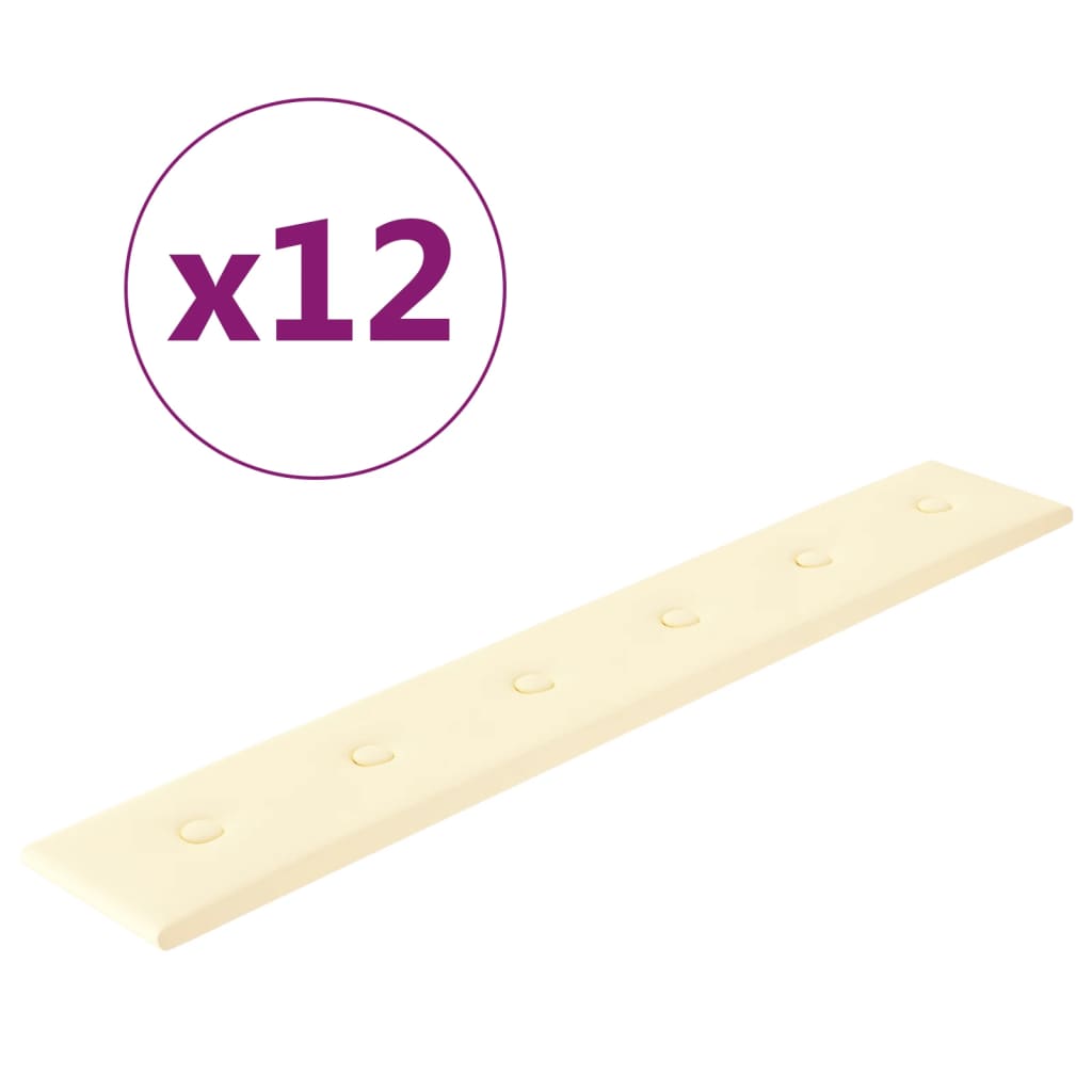 Vidaxl -Wandpaneele 12 ST 1,62 m² 90 x 15 cm künstliche Ledercreme -Colored